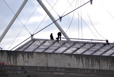 Makrolon-Dachmodul-Installation, BayArena